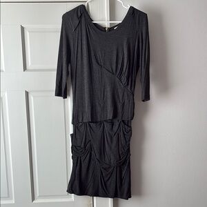 Sandro Black Draped Midi Dress